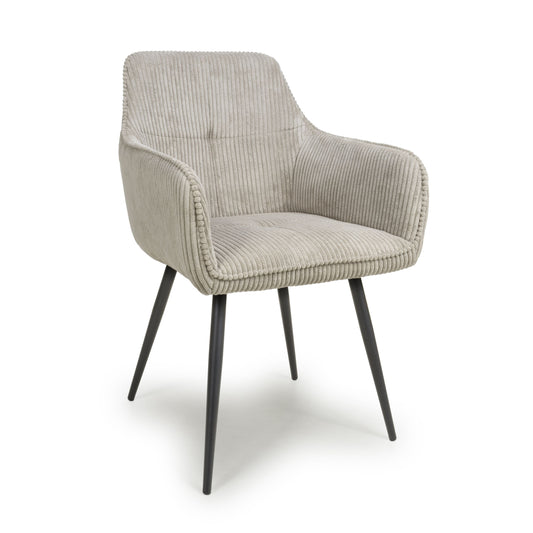 Pair of Cordelle Dining Chairs – Corduroy Upholstery with Black Legs