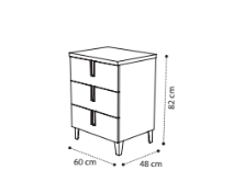 Abrianna Maxi Ivory Birch Bedside 3 Drawers