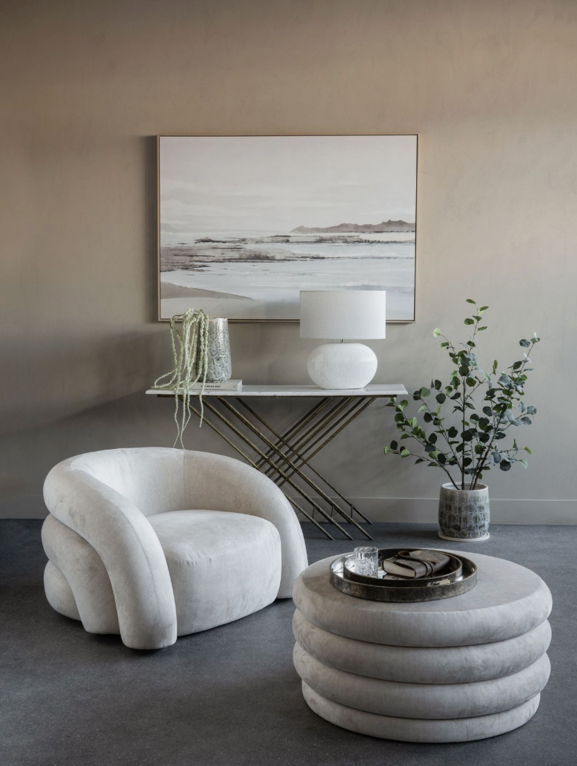 Celine Upholstered Storage Ottoman – Cream Fabric Base