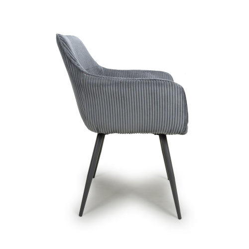 Pair of Cordelle Dining Chairs – Corduroy Upholstery with Black Legs
