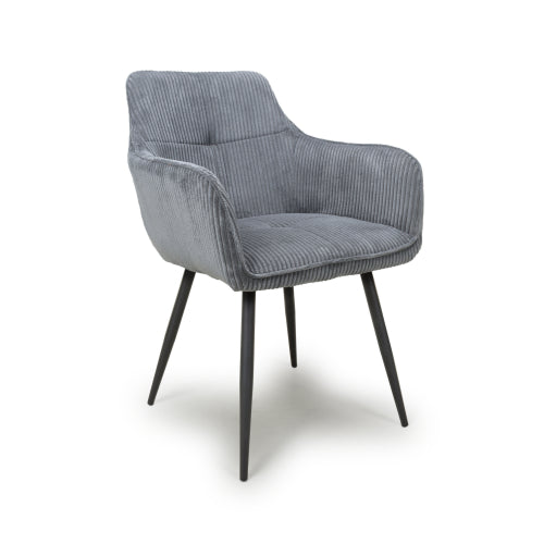Pair of Cordelle Dining Chairs – Corduroy Upholstery with Black Legs