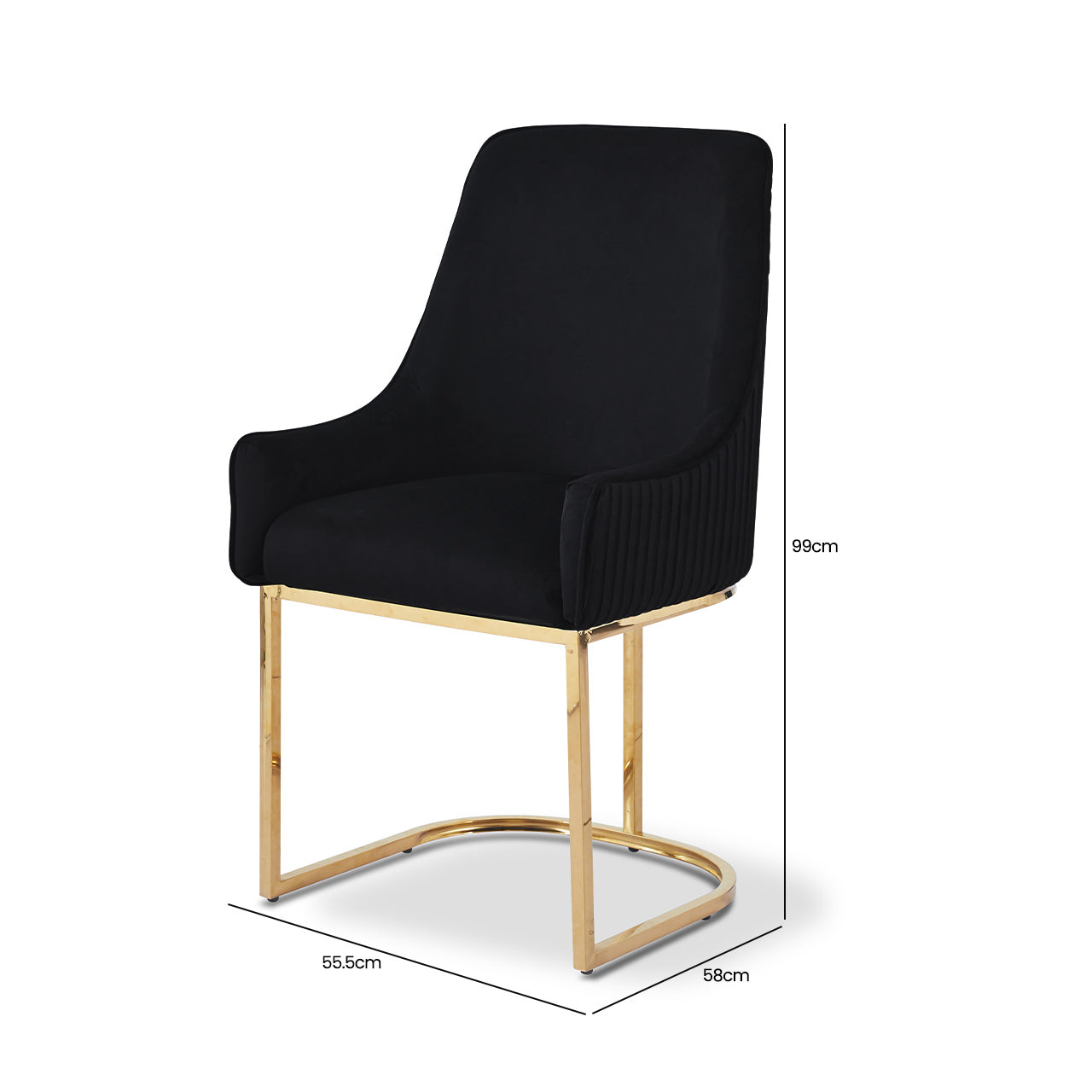 Pair of Reis Velvet Dining Chairs with Gold Legs – Modern Luxe Seating