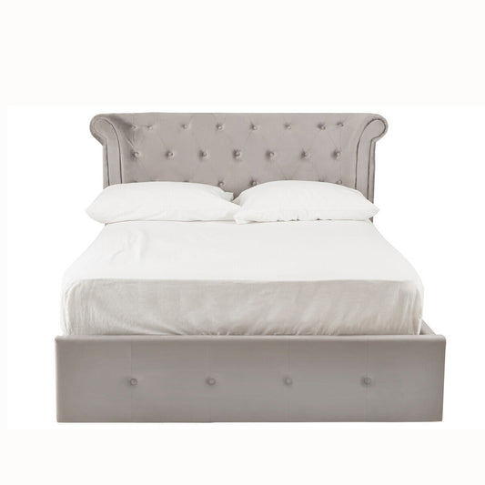Edie Double Ottoman Bed Grey Velvet