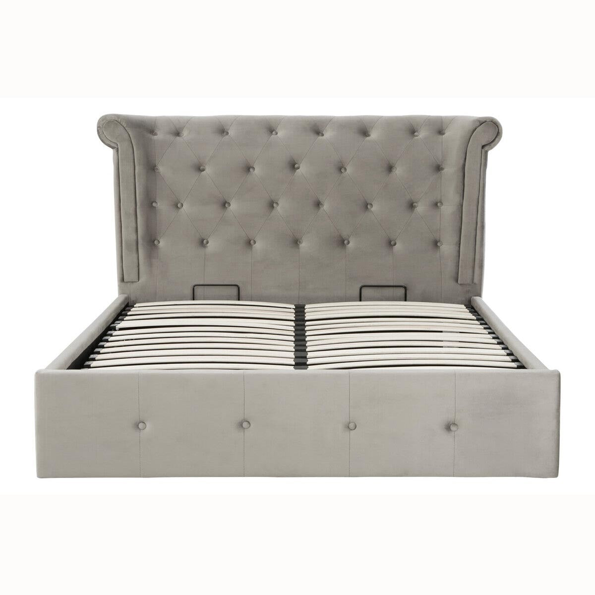 Edie Kingsize Ottoman Bed  Grey Velvet