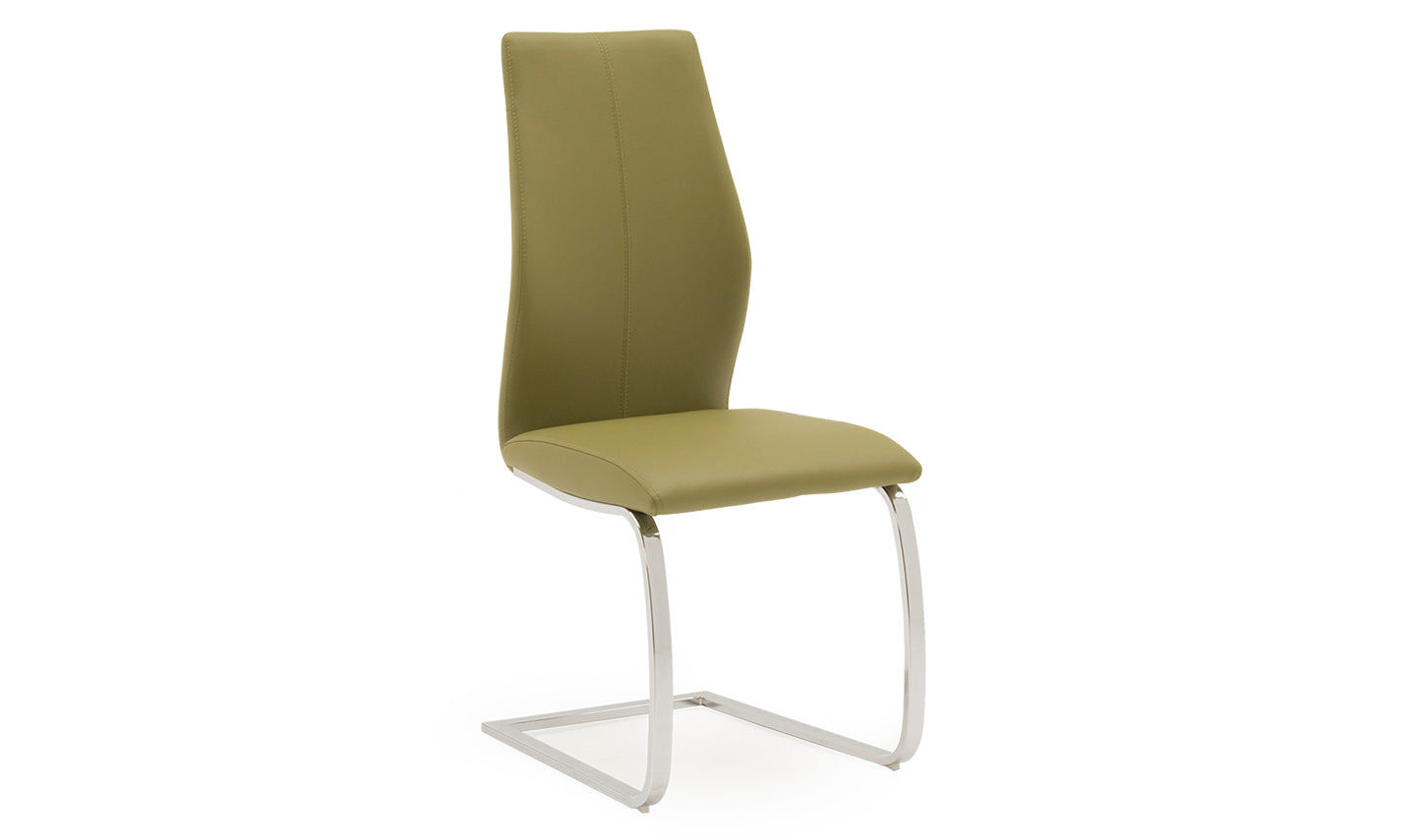 Pair of ALI Dining Chairs – Faux Leather & Chrome Legs (6 Colours)