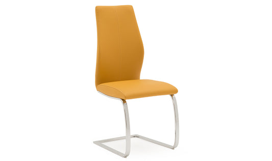 Pair of Ali Dining Chairs – Faux Leather & Chrome Legs, Available in 6 Colours