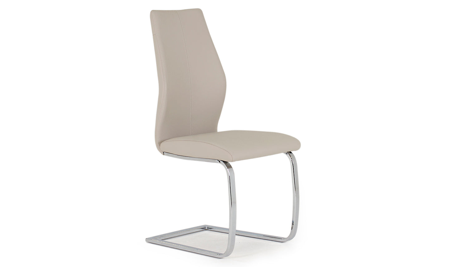 Pair of ALI Dining Chairs – Faux Leather & Chrome Legs (6 Colours)