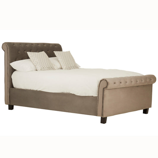 Florida Double Ottoman Bed Light Grey Velvet