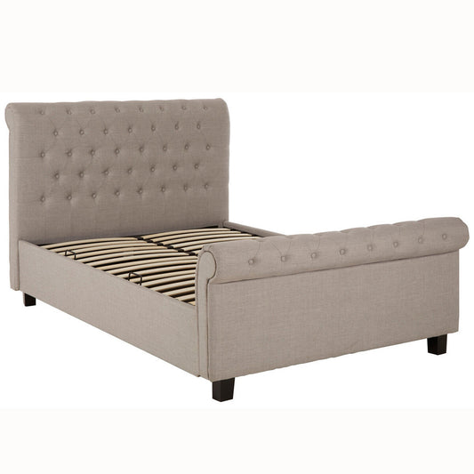 Florida Kingsize Ottoman Bed Light Grey Velvet