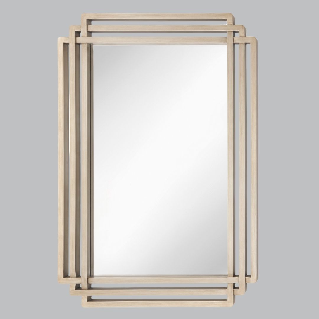 Isla Contemporary Rectangular Wall Mirror - Champagne Silver Finish