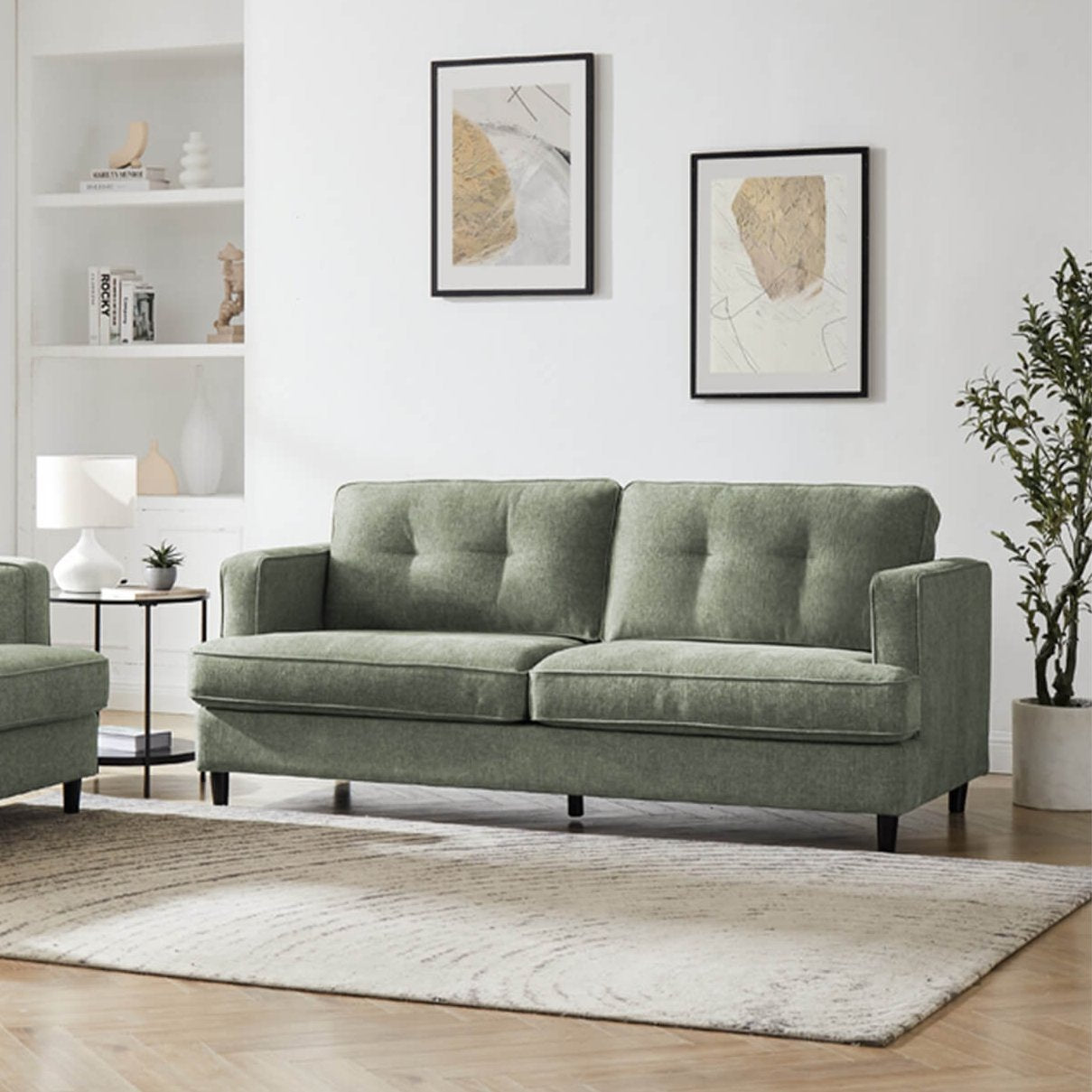Ivy Fixed 3 Seater Sofa – Grey or Sage Green