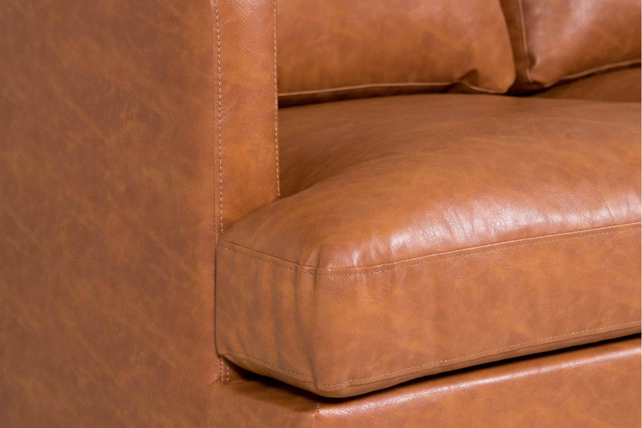 Jasmin 3 Seater Sofa – Tan Faux Leather