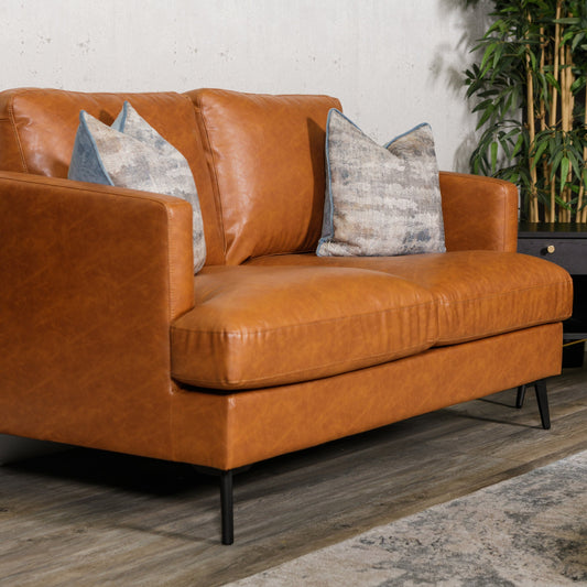 Jasmin 3 Seater Sofa – Tan Faux Leather