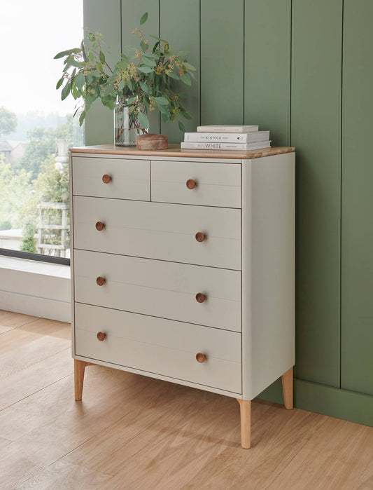 Arc 5-Drawer Chest – Oak & Dove Grey
