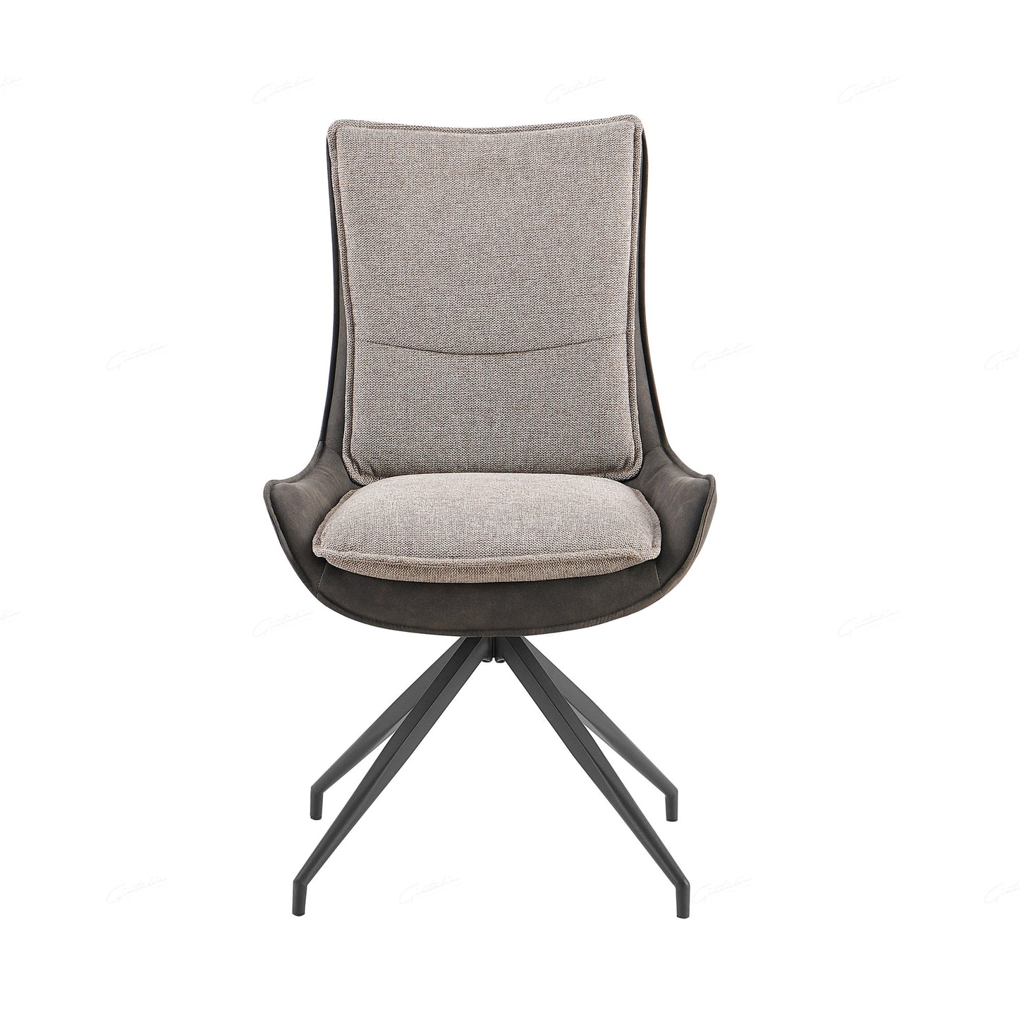 Pair of Marina Upholstered Dining Chairs – Modern Beige Fabric with Metal Legs