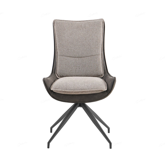 Pair of Marina Upholstered Dining Chairs – Modern Beige Fabric with Metal Legs