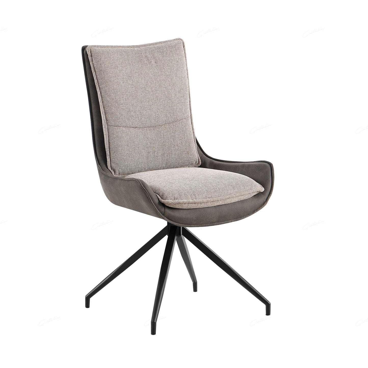 Pair of Marina Upholstered Dining Chairs – Modern Beige Fabric with Metal Legs
