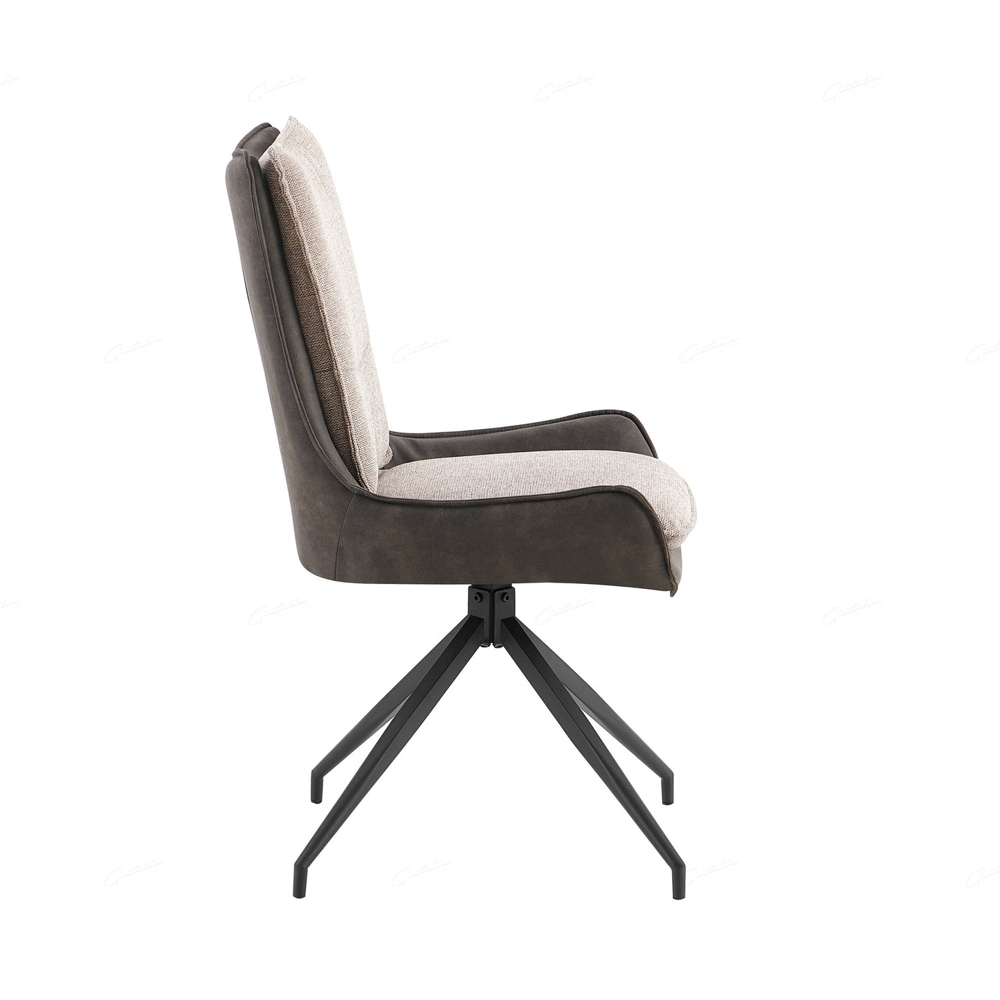 Pair of Marina Upholstered Dining Chairs – Modern Beige Fabric with Metal Legs