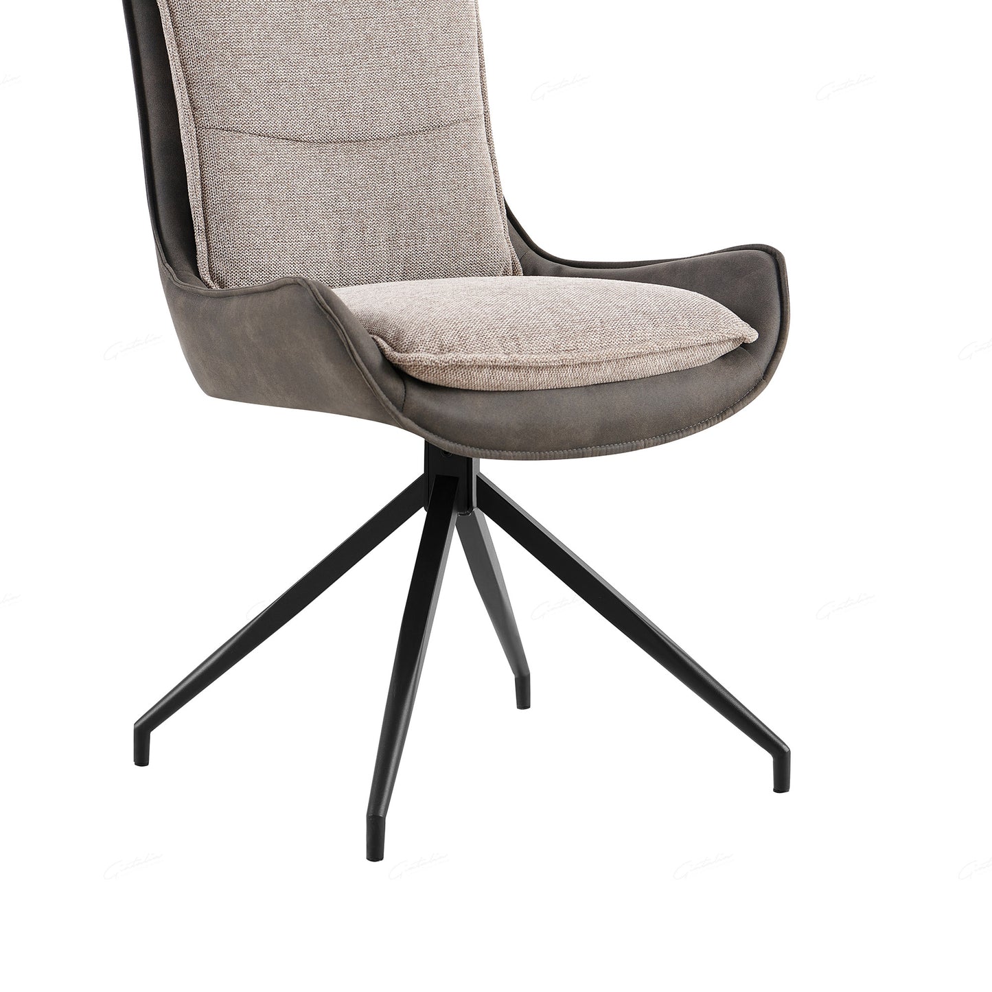Pair of Marina Upholstered Dining Chairs – Modern Beige Fabric with Metal Legs