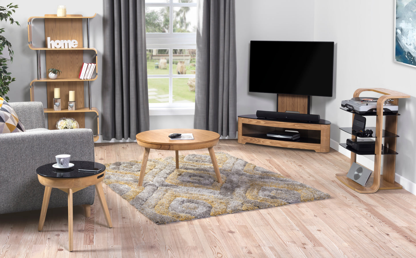 Oakland Ash Wood Round Coffee Table Elegant Centerpiece