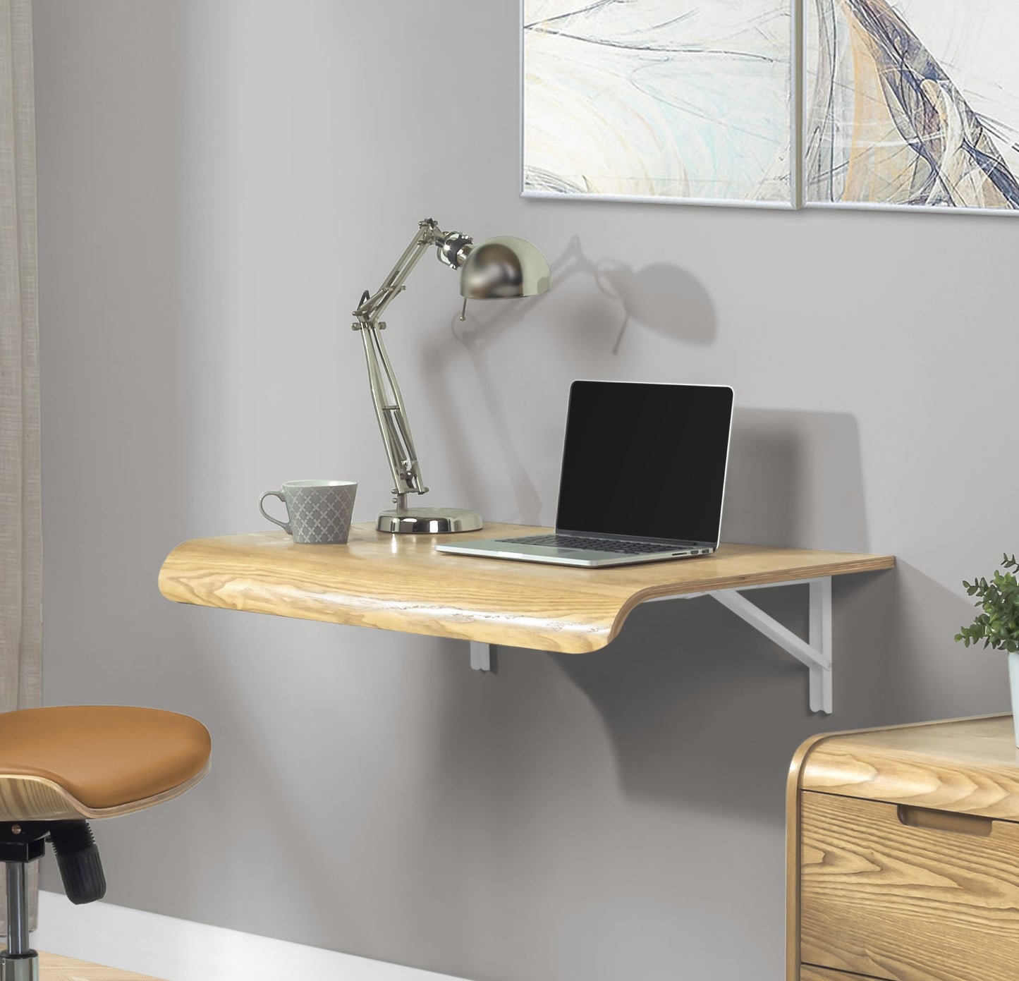 Oakland Oak Desk Sleek Wall Mounted Workspace