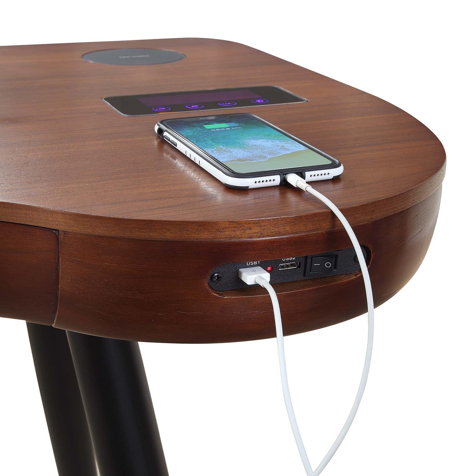 Oakland Walnut Smart Desk Wireless Charger & Built-In Speakers
