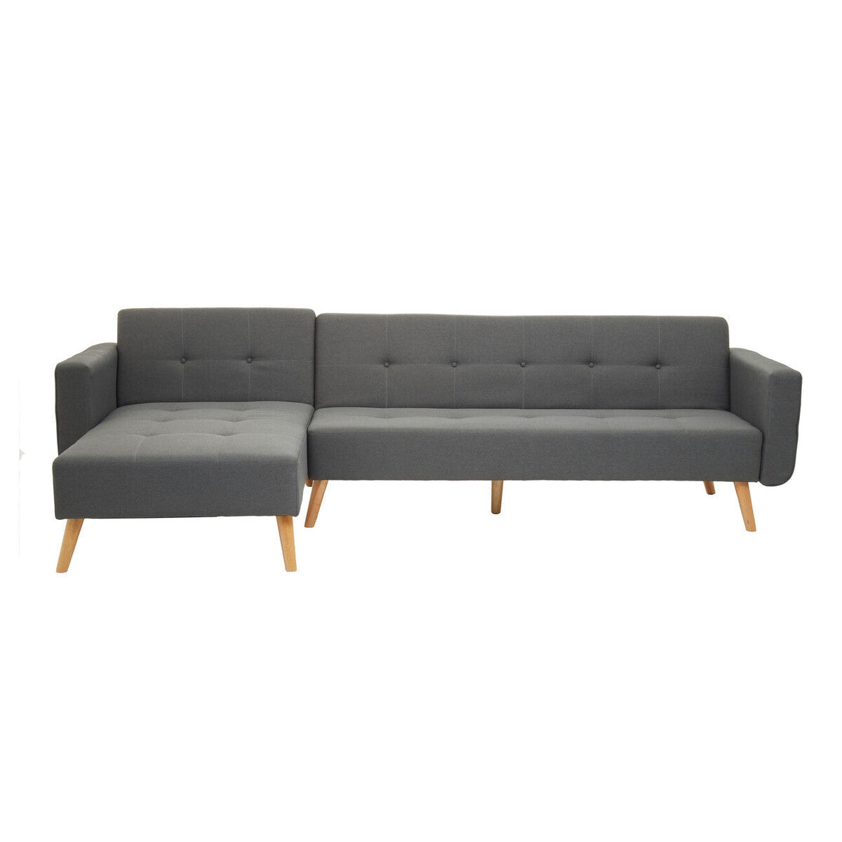 Ölsen L-Shape Linen Corner Sofa Bed – Grey / Black / Olive Green