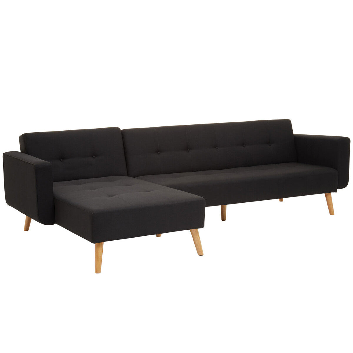 Ölsen L-Shape Linen Corner Sofa Bed – Grey / Black / Olive Green