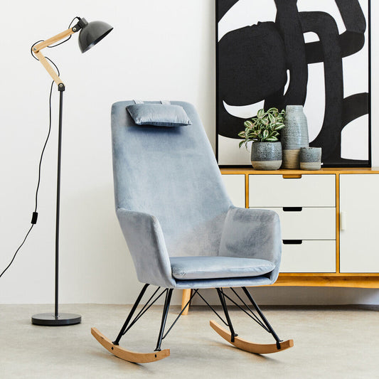 Oslo Blue Velvet Rocking Chair