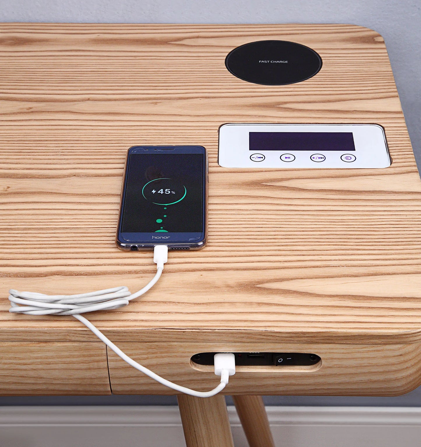 Oakland Ash Wood Desk Modern Tech with Elegant Design