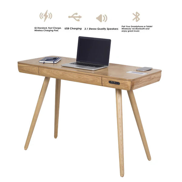 Oakland Ash Wood Desk Modern Tech with Elegant Design
