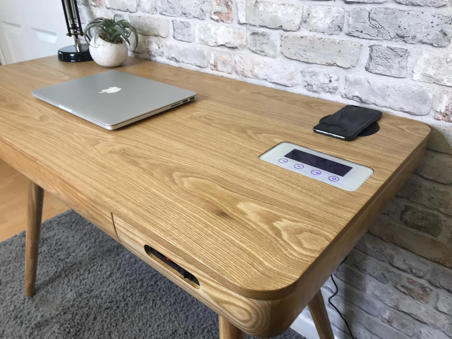 Oakland Ash Wood Desk Modern Tech with Elegant Design