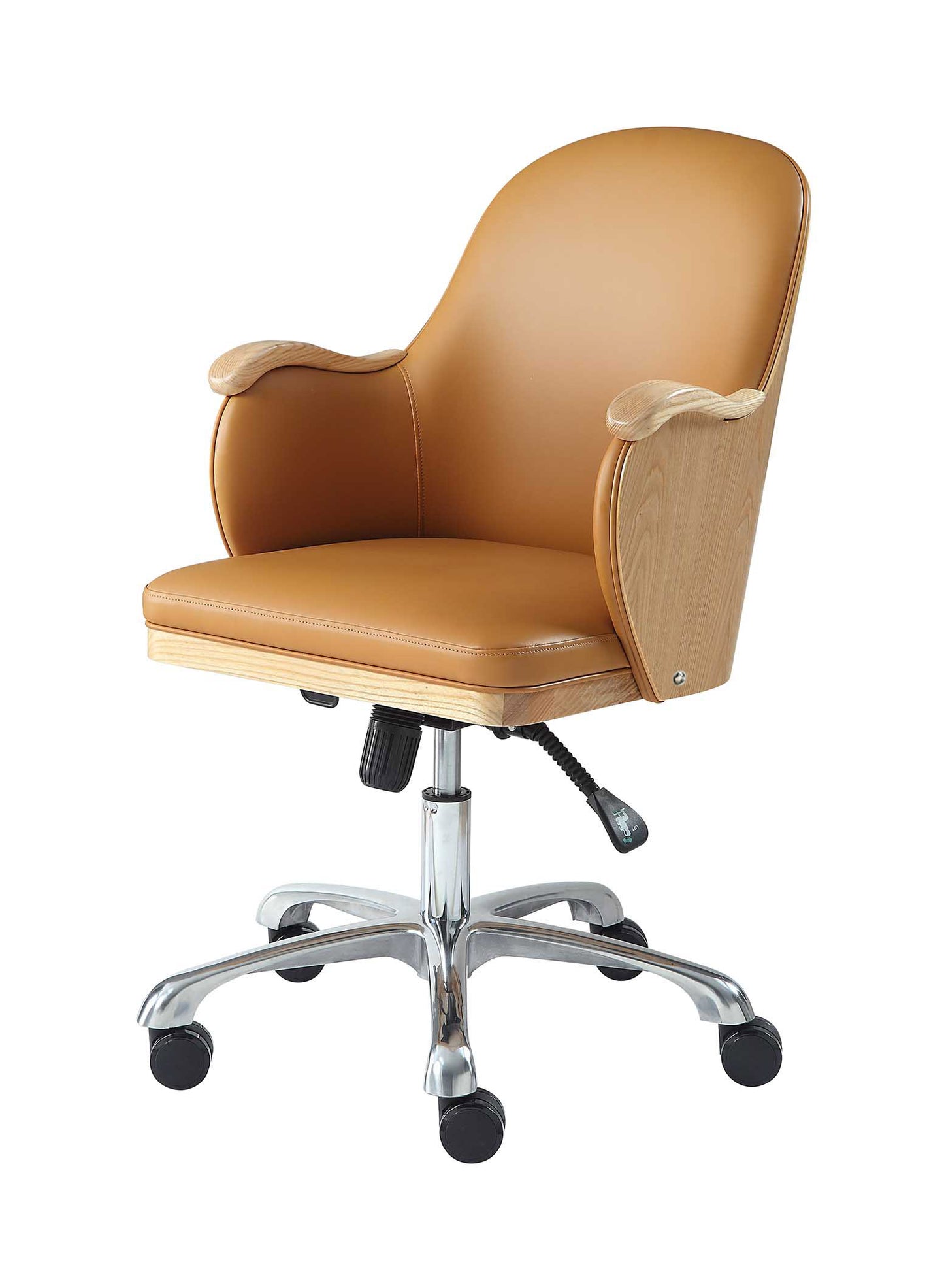 Oakland Tan Faux Leather & Ash Swivel Chair Premium Comfort