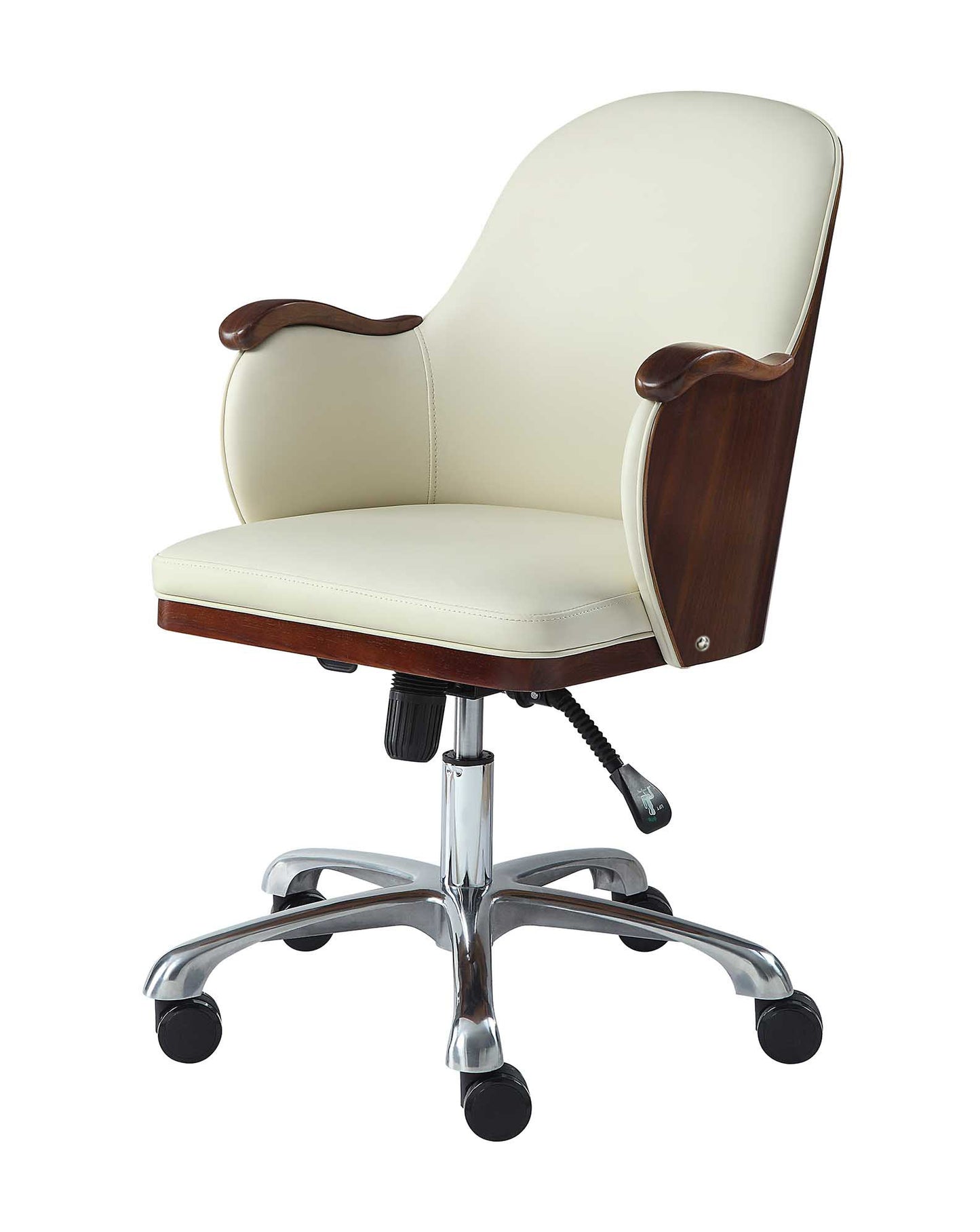 Oakland Cream Faux Leather & Walnut Chair Modern Office Comfort