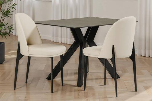 Pair of Nora Leather Dining Chairs in Taupe – FDI Retail