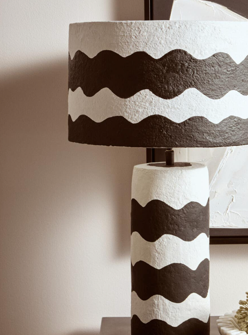 Paloma Black and White Curved Stripe Table Lamp