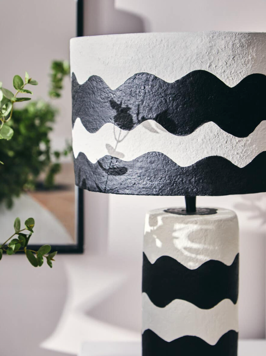 Paloma Black and White Curved Stripe Table Lamp