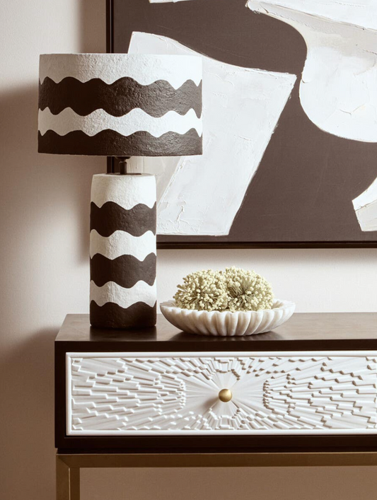 Paloma Black and White Curved Stripe Table Lamp