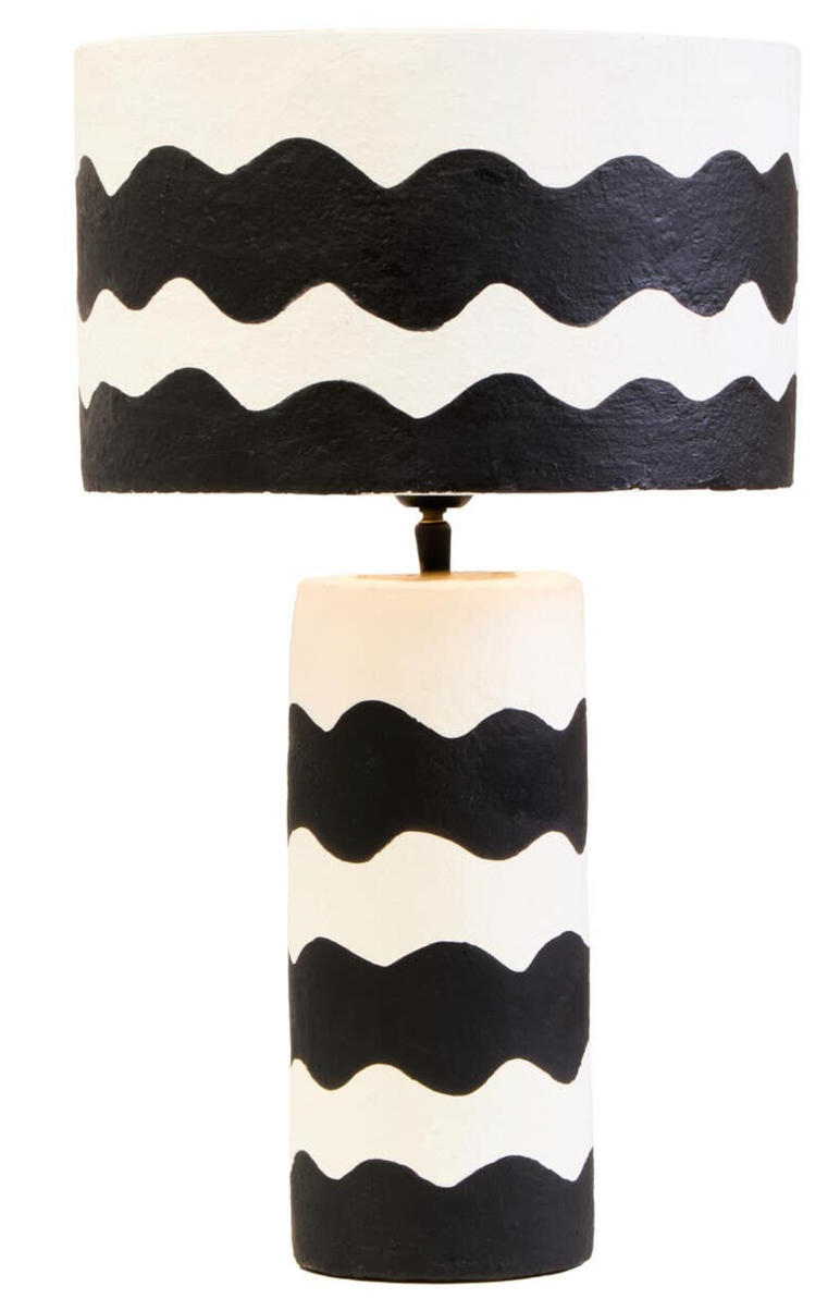 Paloma Black and White Curved Stripe Table Lamp