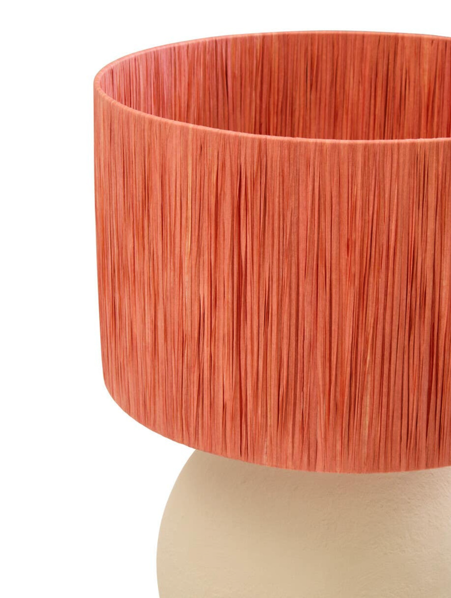 Paloma Natural Papier Mâché Table Lamp with Rust Raffia Shade