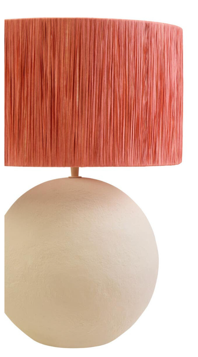 Paloma Natural Papier Mâché Table Lamp with Rust Raffia Shade
