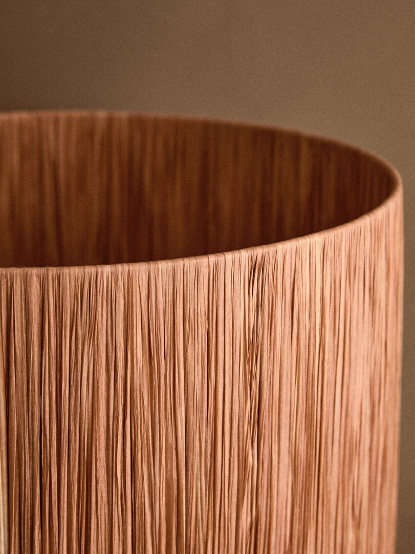 Paloma Natural Papier Mâché Table Lamp with Rust Raffia Shade