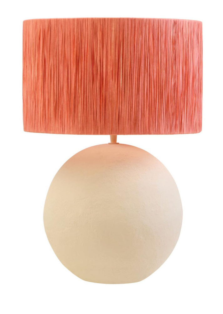Paloma Natural Papier Mâché Table Lamp with Rust Raffia Shade