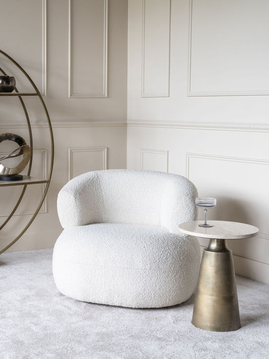 Saturn Occasional Chair in Grey Boucle Fabric