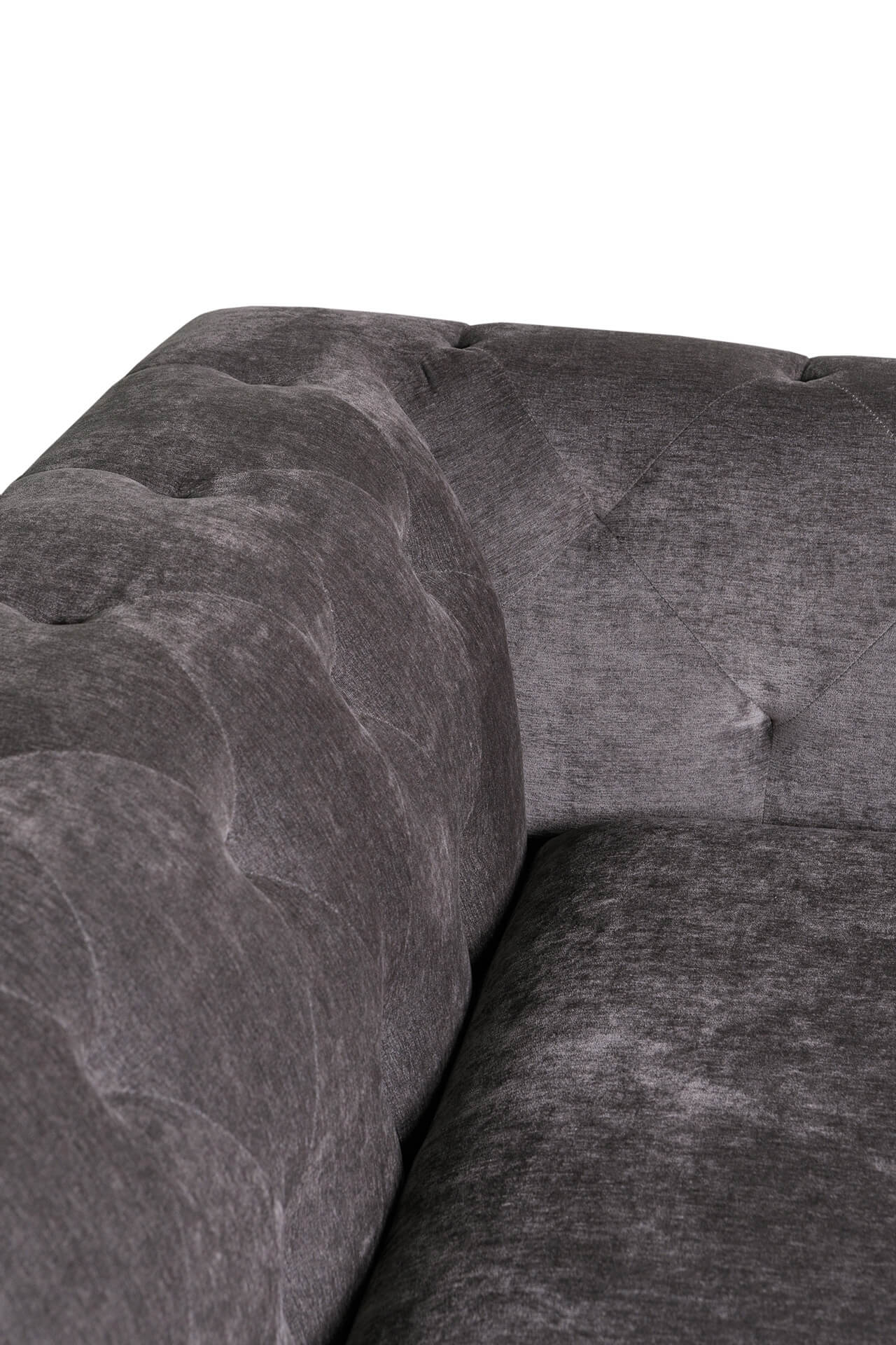 Hamilton 2 Seater Chesterfield-Style Sofa – Dark Grey Chenille