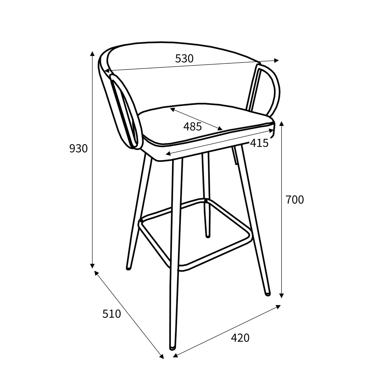 Verity Bar Stool – Gold Frame with Velvet or Textured Fabric