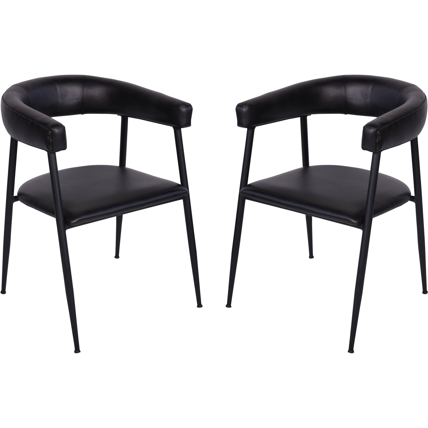 Winston Leather Dining Chairs in Charcoal - Set of 2