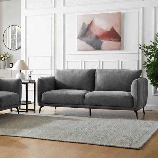 Willow 2 Seater Fixed Sofa – Plush Grey Velvet