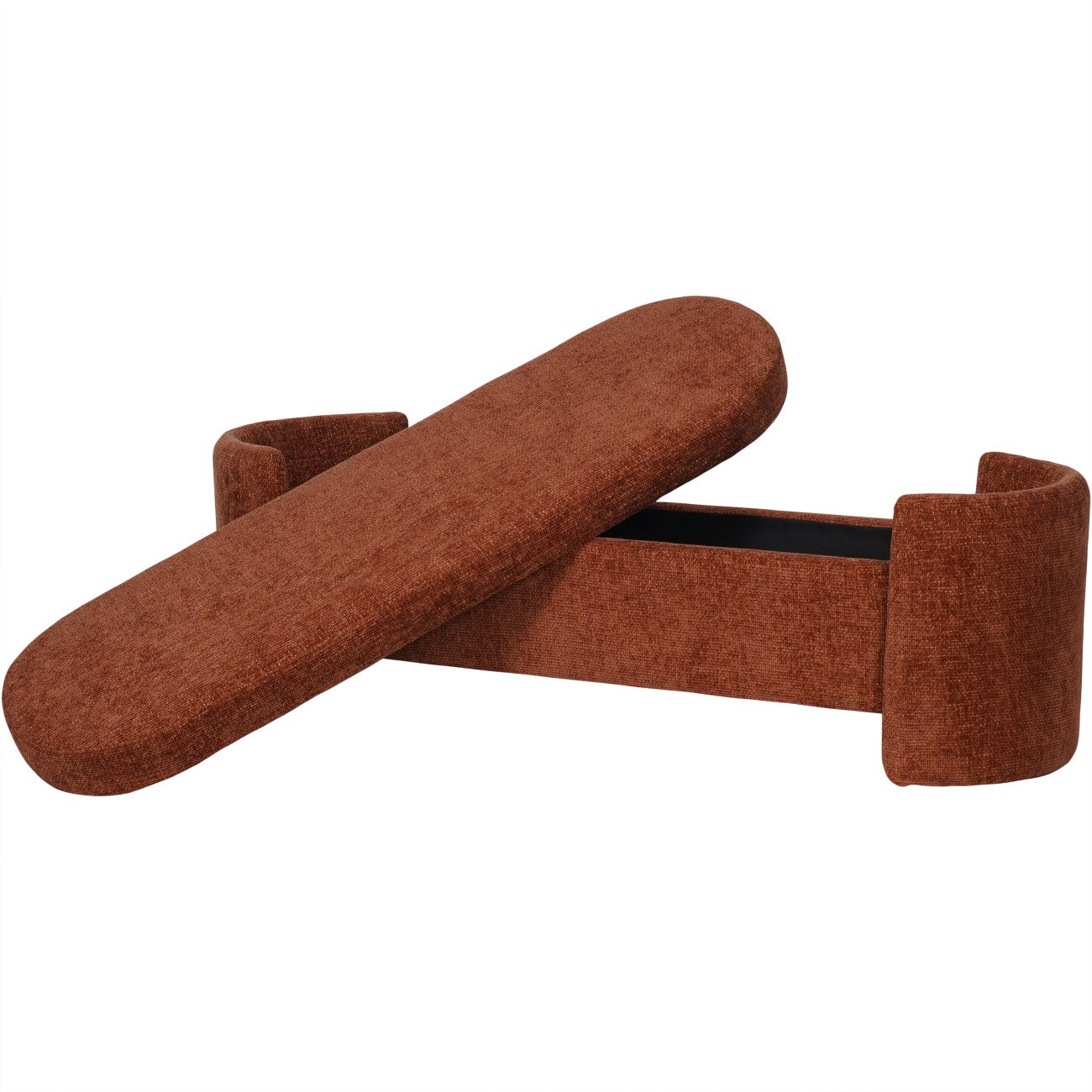 Camilla Upholstered Storage Bench – Terracotta Chenille