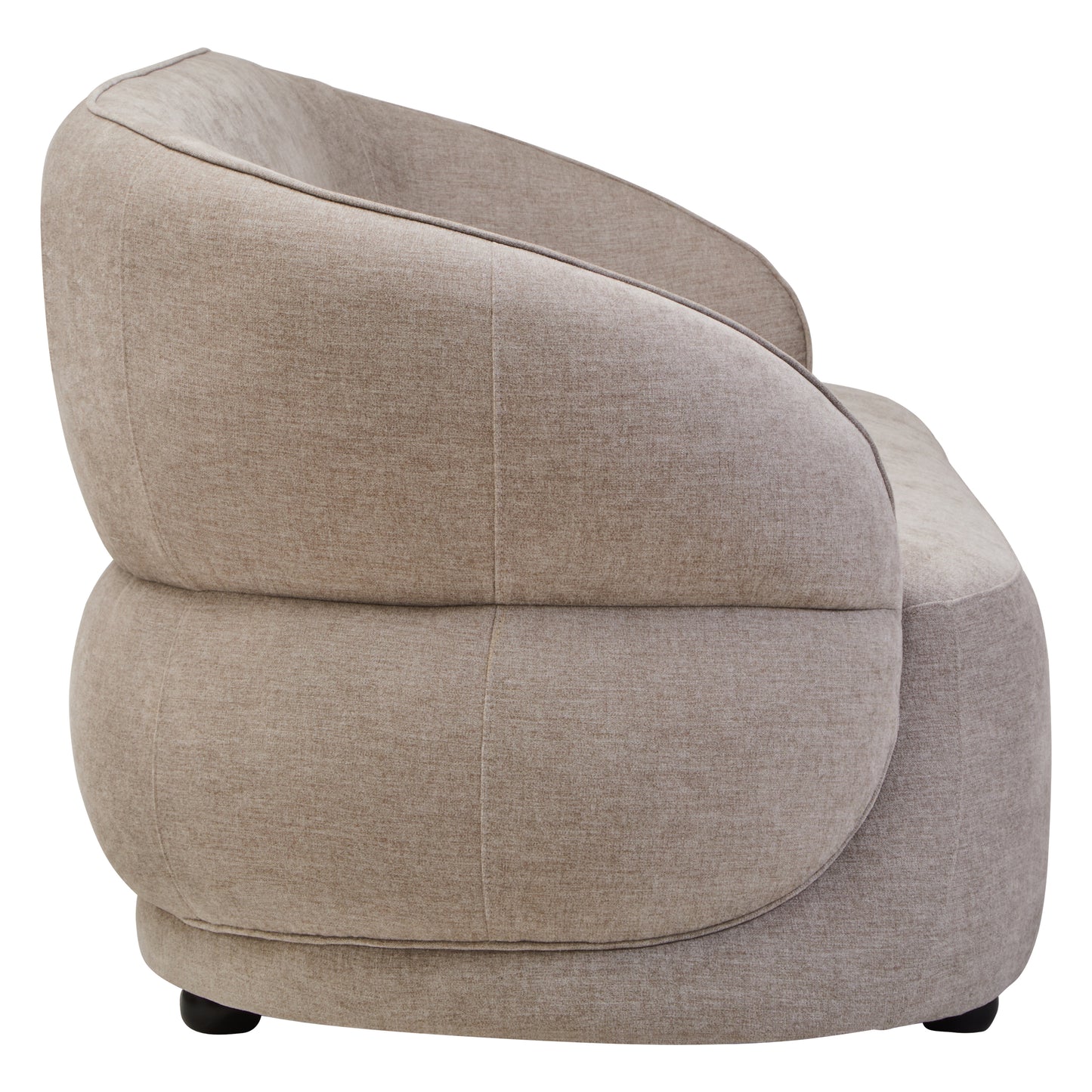 Elora Curved Three Seater Sofa – Taupe Chenille Effect